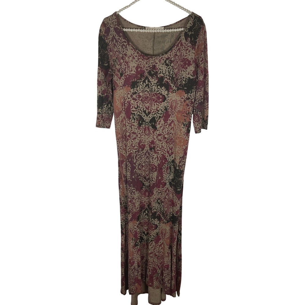 Peruvian Connection Neutral Paisley Maxi Dress in Pink and Brown